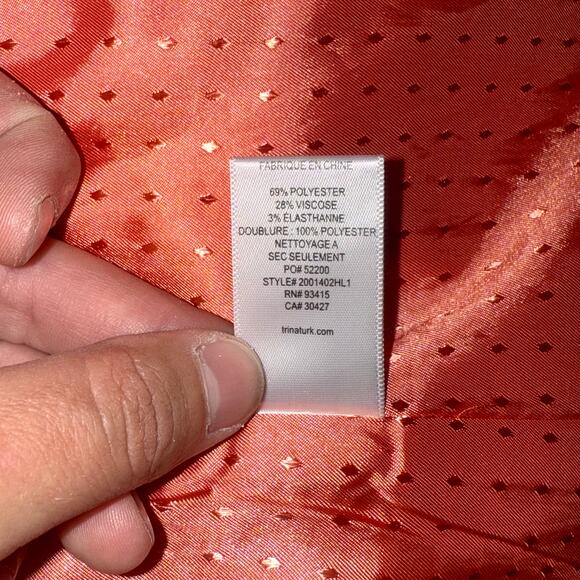 Trina Turk Orange Blazer Size 4 Tailored Women’s Jacket Workwear Luxury - Picture 8 of 8